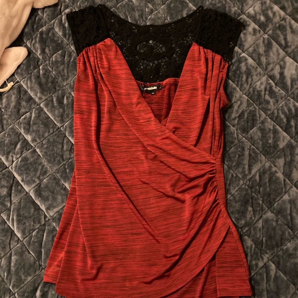 Red top with lace detail